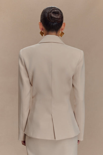 Max Cinched Waist Blazer - Ivory Stone