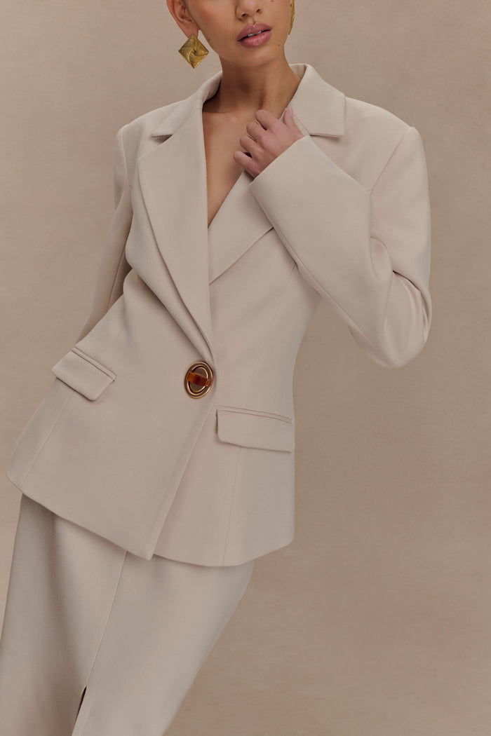 Max Cinched Waist Blazer - Ivory Stone