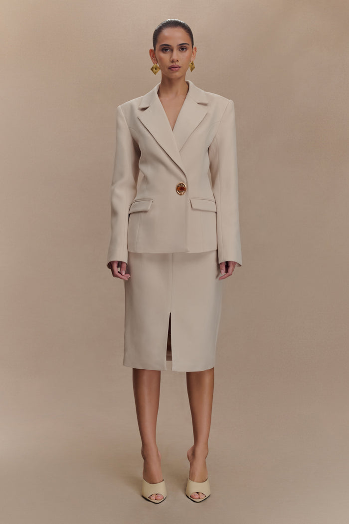 Max Cinched Waist Blazer - Ivory Stone