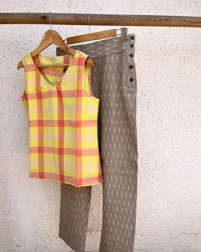 Maya Top - Neon Yellow and Pink Checks