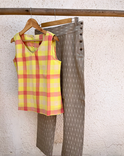 Maya Top - Neon Yellow and Pink Checks