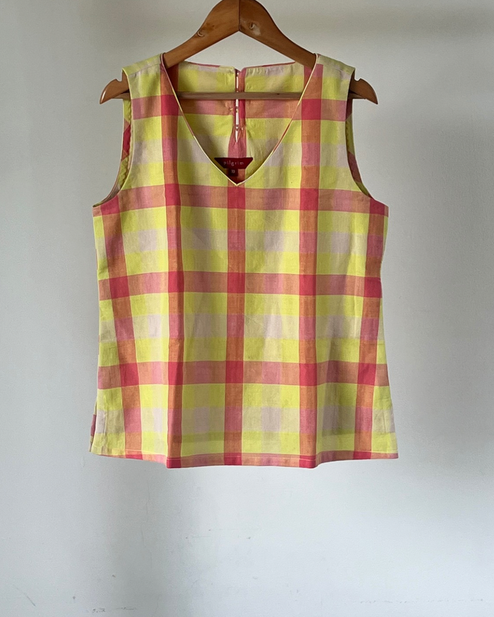 Maya Top - Neon Yellow and Pink Checks