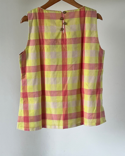 Maya Top - Neon Yellow and Pink Checks