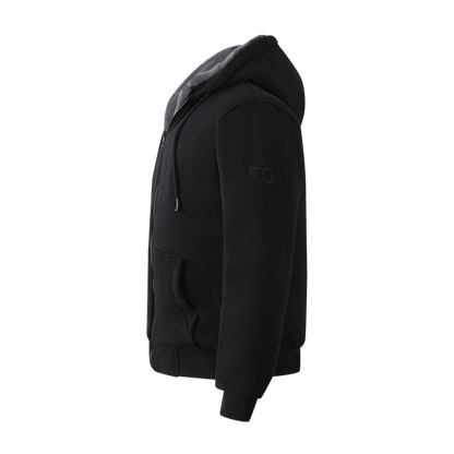 Men's Black Hoodie with Removable Fur - Charcoal