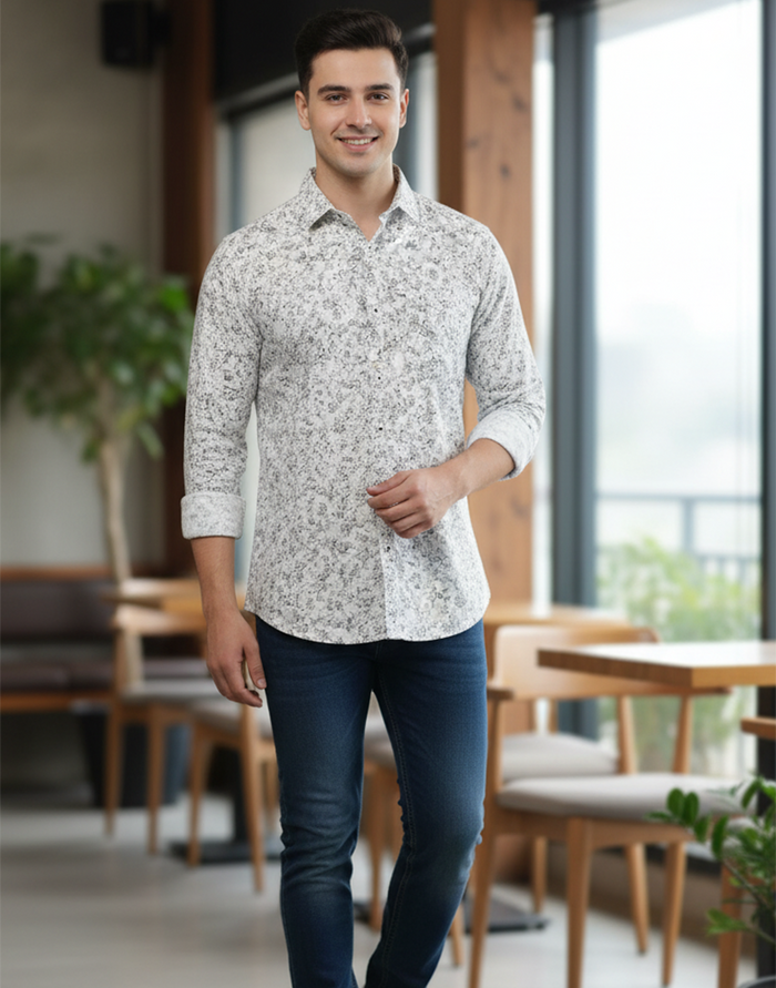 MENS LONG SLEEVE PRINTED SHIRT