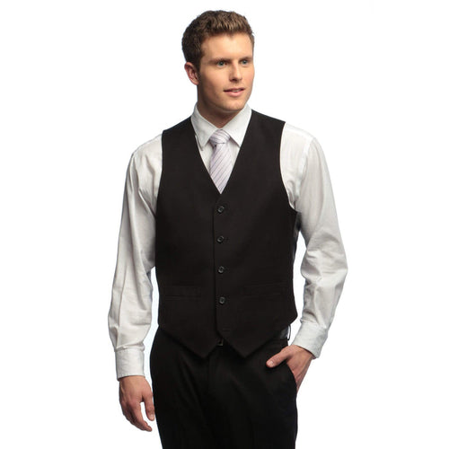 Label M Five Button 34 Mens Solid Black Five Button Wool Vest