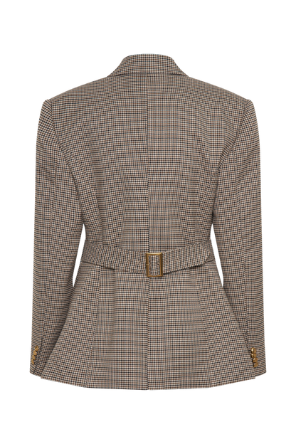 Mila Shaped Blazer - Tan Check