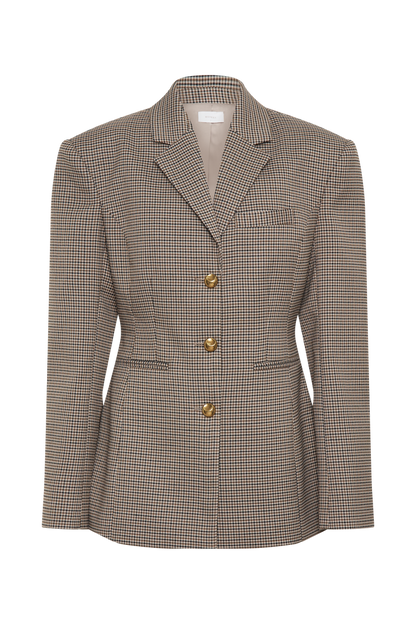 Mila Shaped Blazer - Tan Check