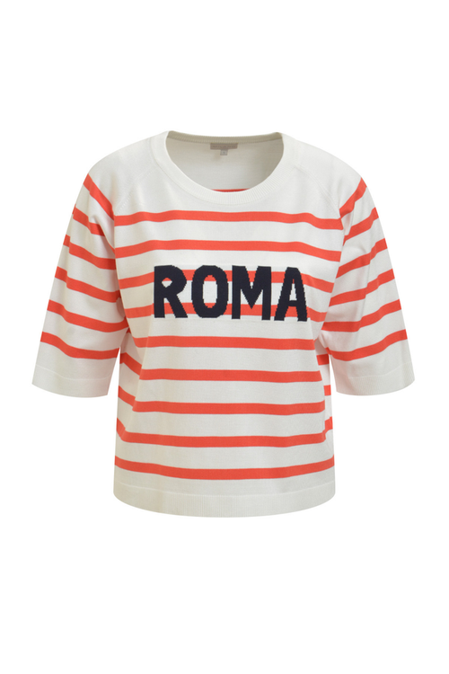 Milano 61-5048-9111 Roma Red & White Stripe Jumper by MILANO with short sleeves, shop MILANO at Dotique online.