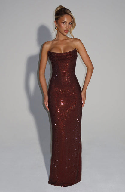 Mirabella Maxi Dress - Plum Brown