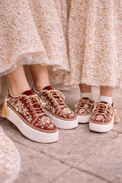 Mommy & Me Sneakers-14-Maroon ( 1.5 Inch Sole)