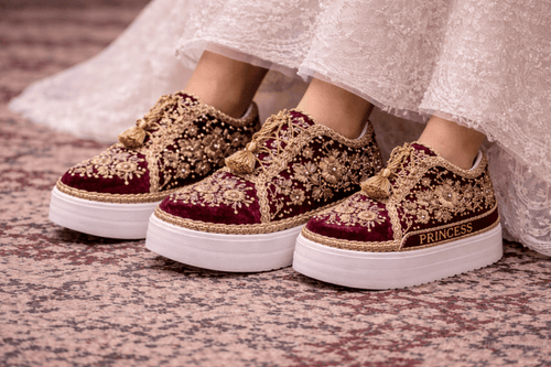 Mommy & Me Sneakers-34-Maroon ( 1.5 Inch Sole)