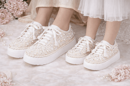 Mommy & Me Sneakers-9-White ( 1.5 Inch Sole)