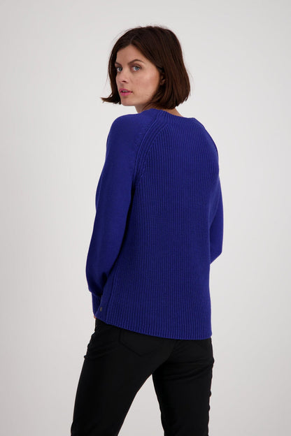 Monari 806680 Royal Blue Stand Up Collar Jumper Back | Dotique