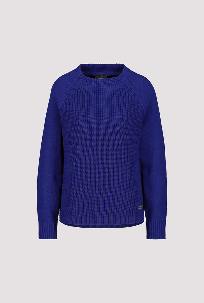 Monari 806680 Royal Blue Stand Up Collar Jumper Front | Dotique