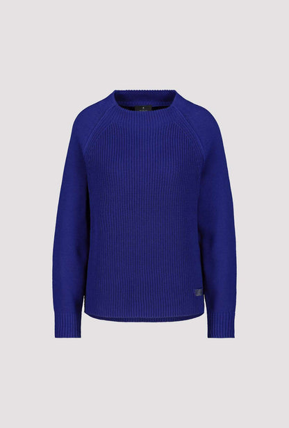 Monari 806680 Royal Blue Stand Up Collar Jumper Front | Dotique