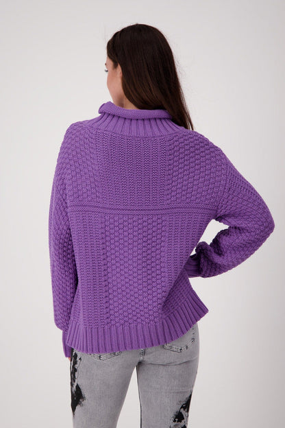 Monari 806694 Violet Stand up Collar Jumper Dotique  back