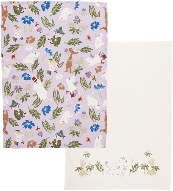 Moomin Arabia Kitchen Towel Set Purple/White. 50x70cm - Soposopo