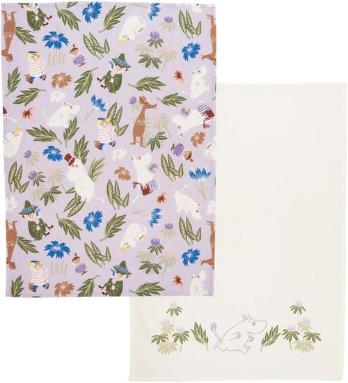 Moomin Arabia Kitchen Towel Set Purple/White. 50x70cm - Soposopo