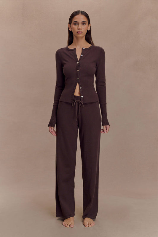 Natalya Knit Wide Leg Pants - Dark Chocolate