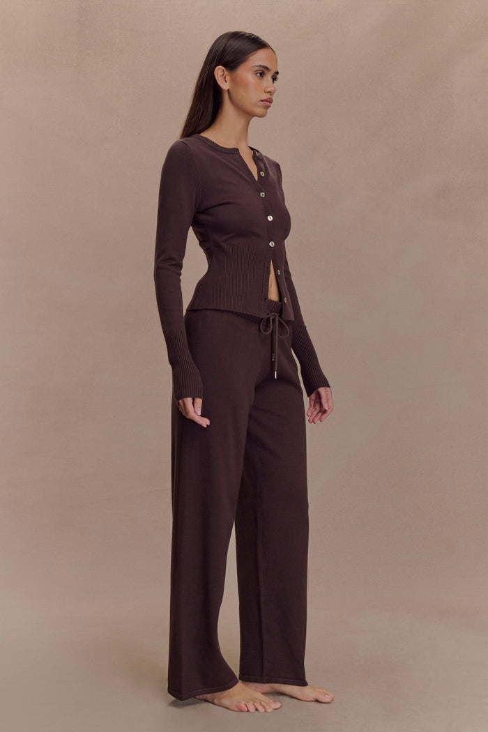 Natalya Knit Wide Leg Pants - Dark Chocolate