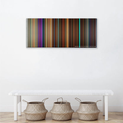 Nerve color palette canvas above a white bench with three woven baskets