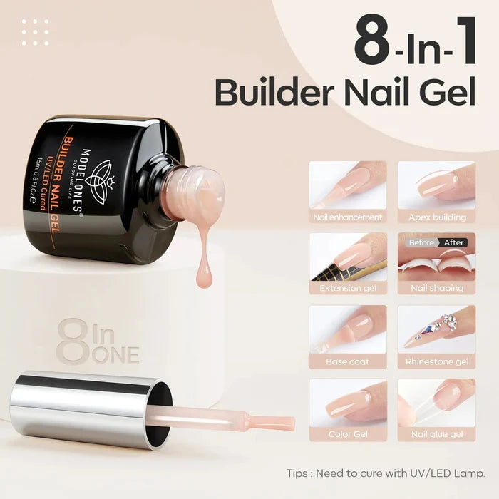 8-In-1 Nude Brown Builder Nail Gel 15ml Builder Gel MODELONES #