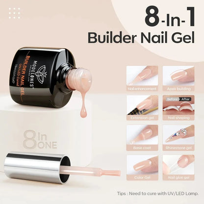 8-In-1 Nude Brown Builder Nail Gel 15ml Builder Gel MODELONES #