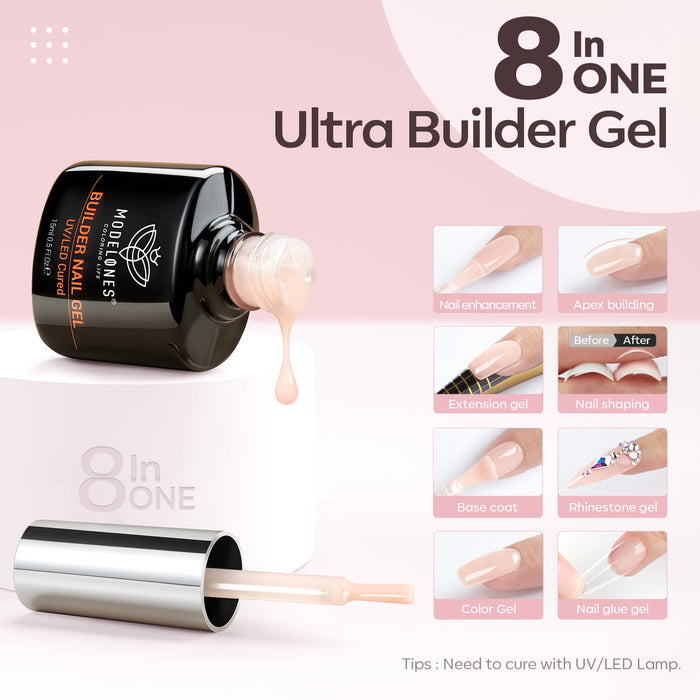 8-In-1 Nude Pink Builder Nail Gel 15ml Builder Gel MODELONES #