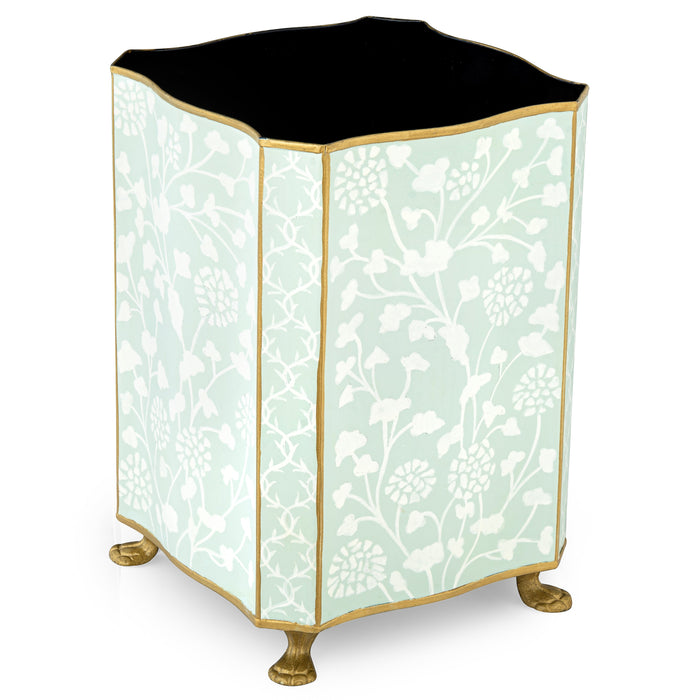 Pale Green Spring Floral Tissue Holder or Wastepaper Basket by The Enchanted Home