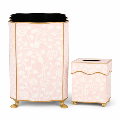 Pale Pink Spring Floral Tissue Holder or Wastepaper Basket by The Enchanted Home
