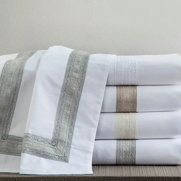 Pamela Fitted Sheet by Home Treasures — bedding fabric and finishing detail
