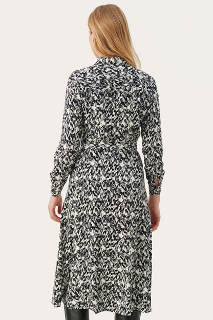 Part Two ShelbyPW 30306488 Black Texture Print Dress - Dotique