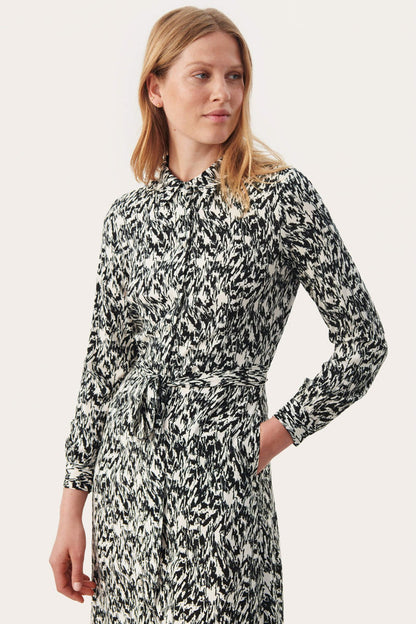 Part Two ShelbyPW 30306488 Black Texture Print Dress - Dotique