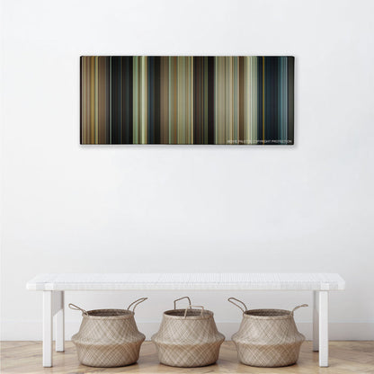Paul color palette canvas above a white bench with three woven baskets