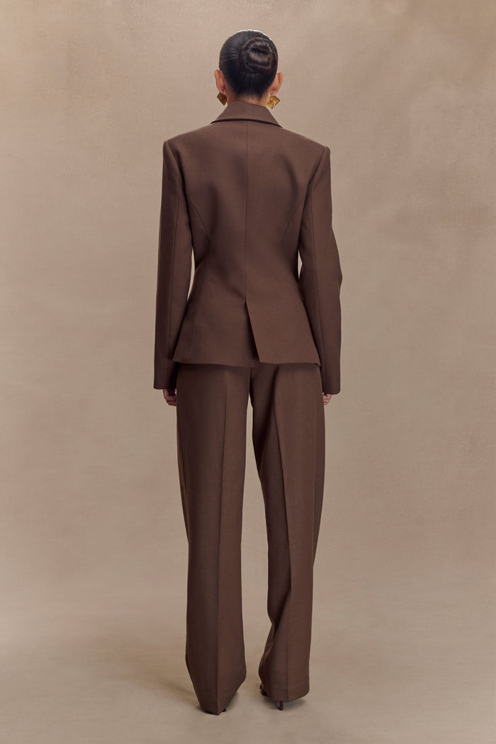 Penelope Pleated High Waisted Pants - Chocolate