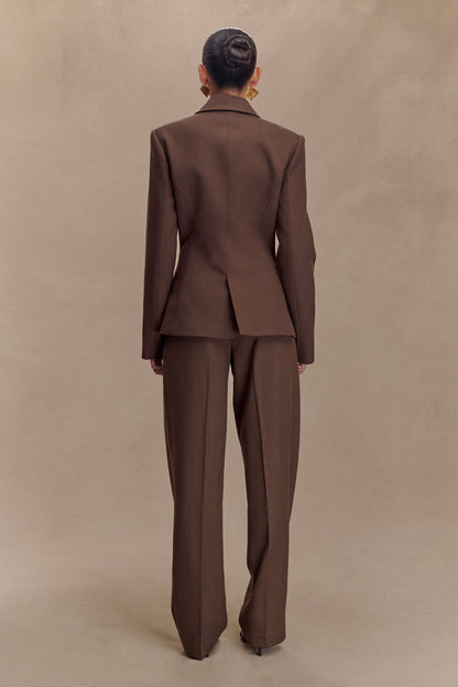 Penelope Pleated High Waisted Pants - Chocolate