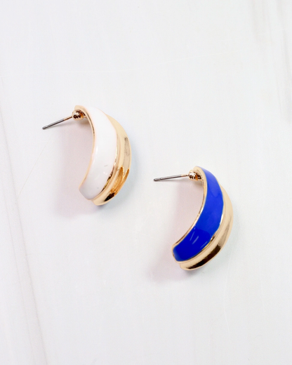 Penney Hoop Earring - Blue & White