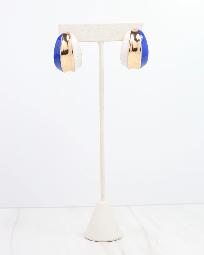 Penney Hoop Earring - Blue & White