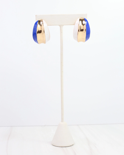 Penney Hoop Earring - Blue & White