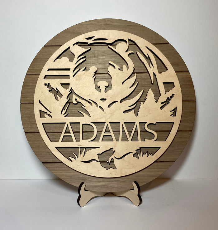 Personalized bear sign, personalized wood sign home decor