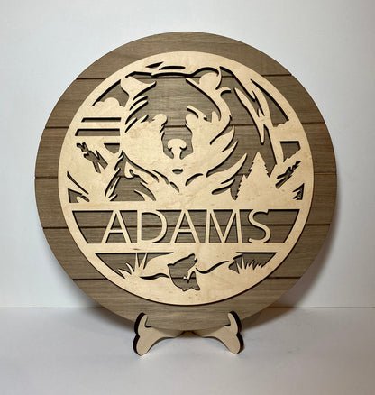 Personalized bear sign, personalized wood sign home decor