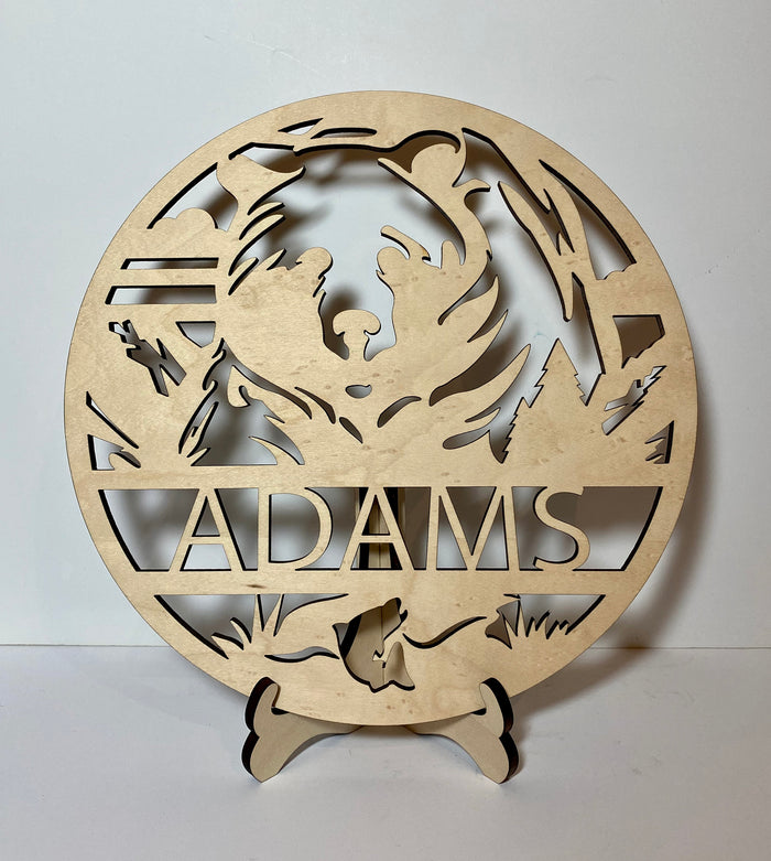 Personalized bear sign, personalized wood sign home decor