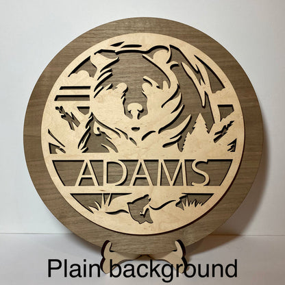 Personalized bear sign, personalized wood sign home decor