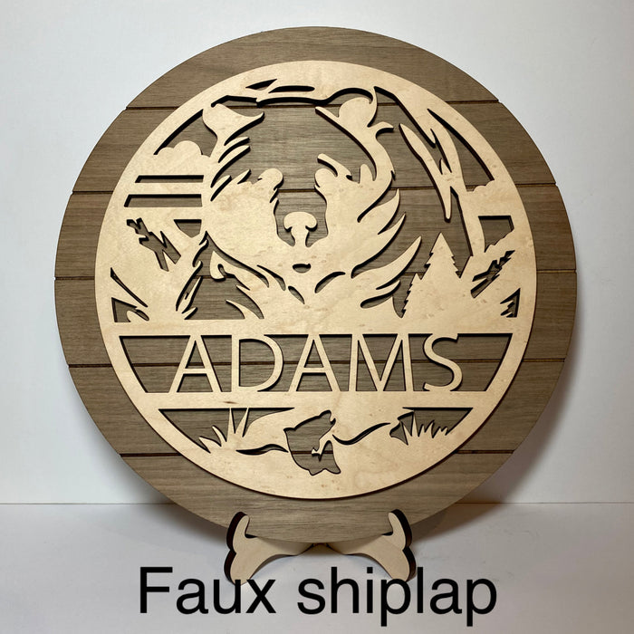 Personalized bear sign, personalized wood sign home decor