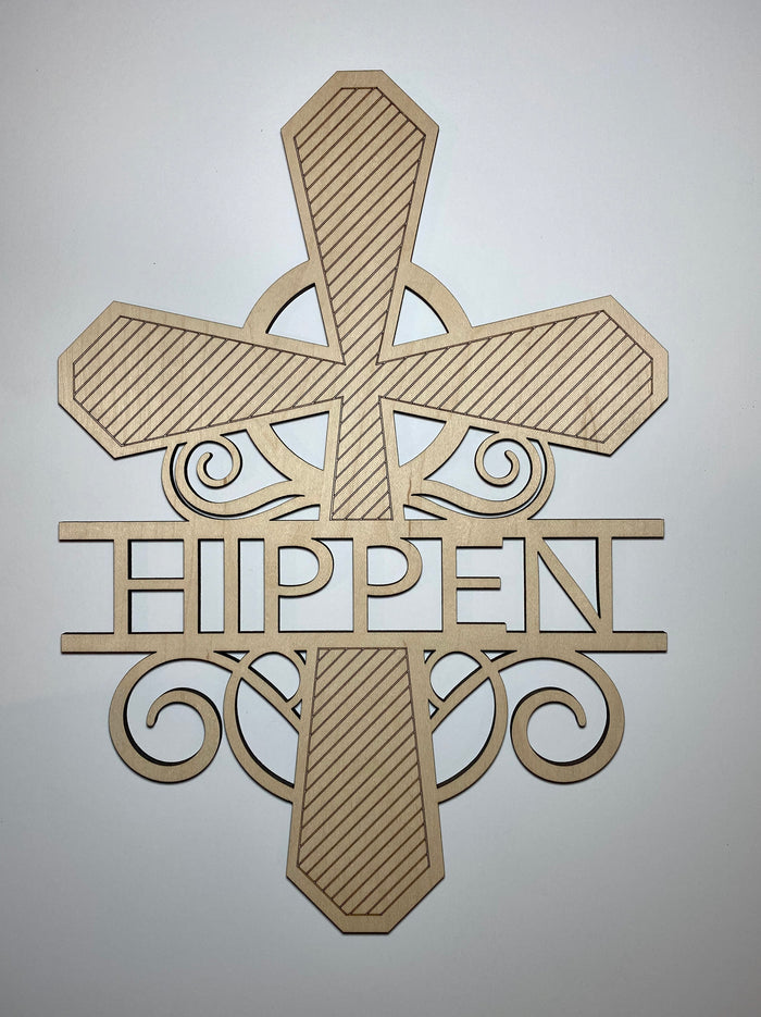 Personalized cross wood sign home decor, family name sign