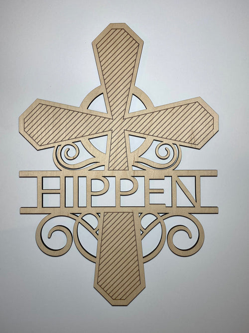 Personalized cross wood sign home decor, family name sign