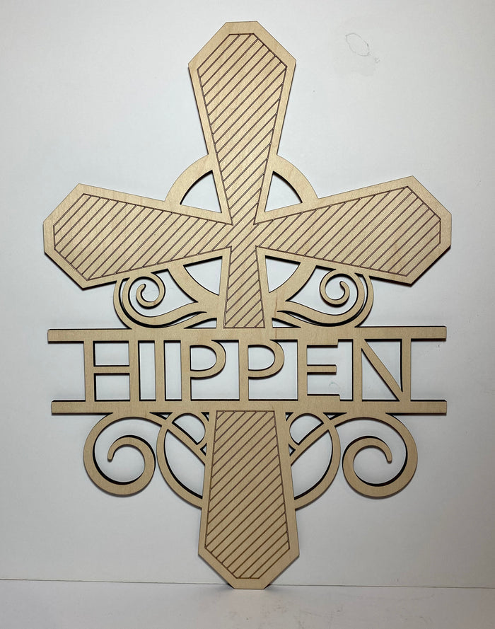 Personalized cross wood sign home decor, family name sign