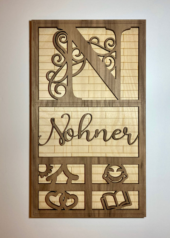 Personalized wood family name sign