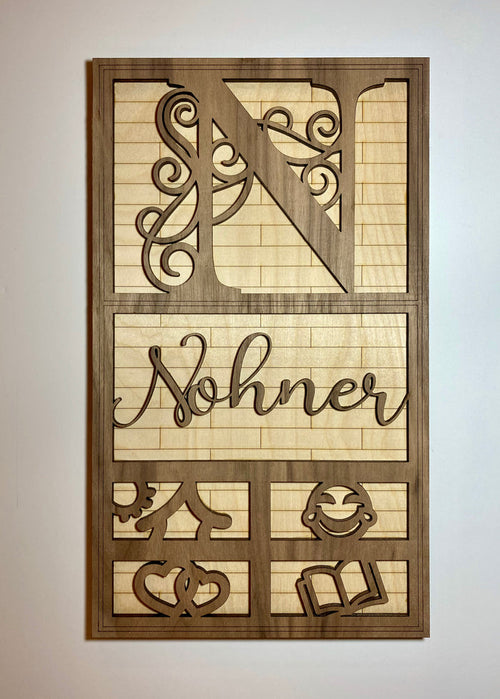 Personalized wood family name sign